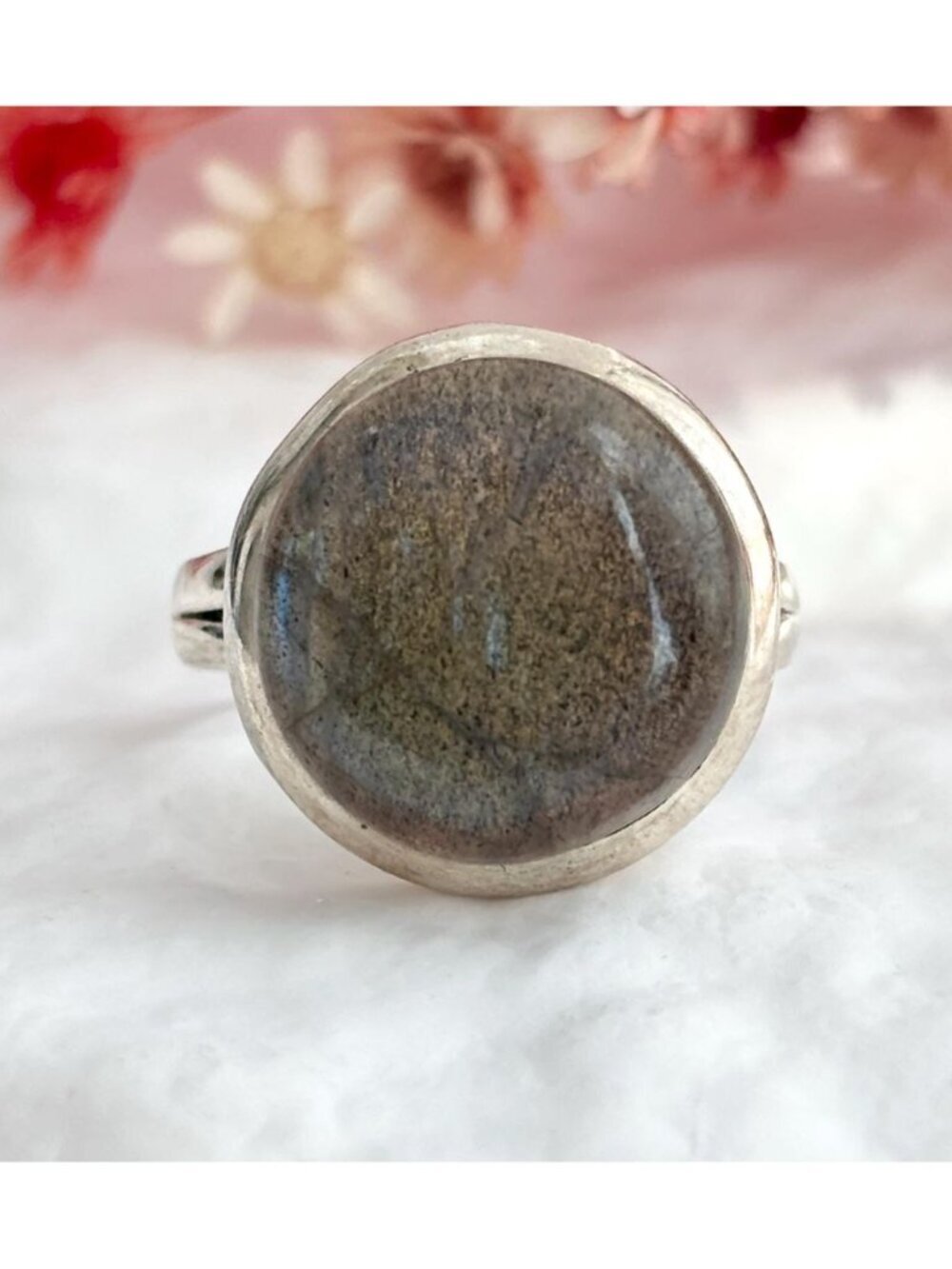 Labradorite Gemstone Cabochon Sterling Silver 925 Vintage Ring - sz 6.25